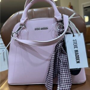 Steve Madden Light Pink Top-Handle Satchel with Scarf Accent